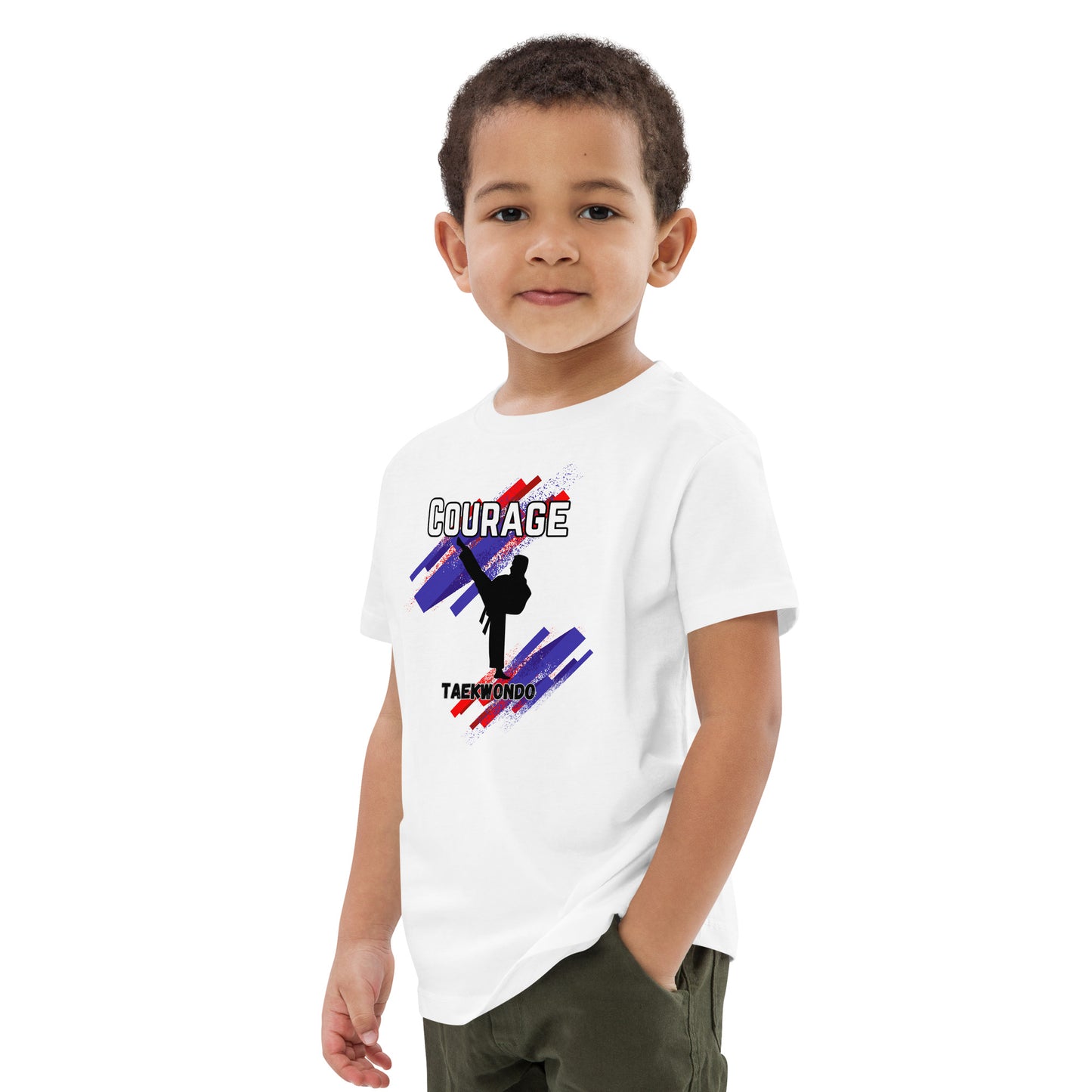 Organic cotton kids Taekwondo Theme t-shirt : Courage