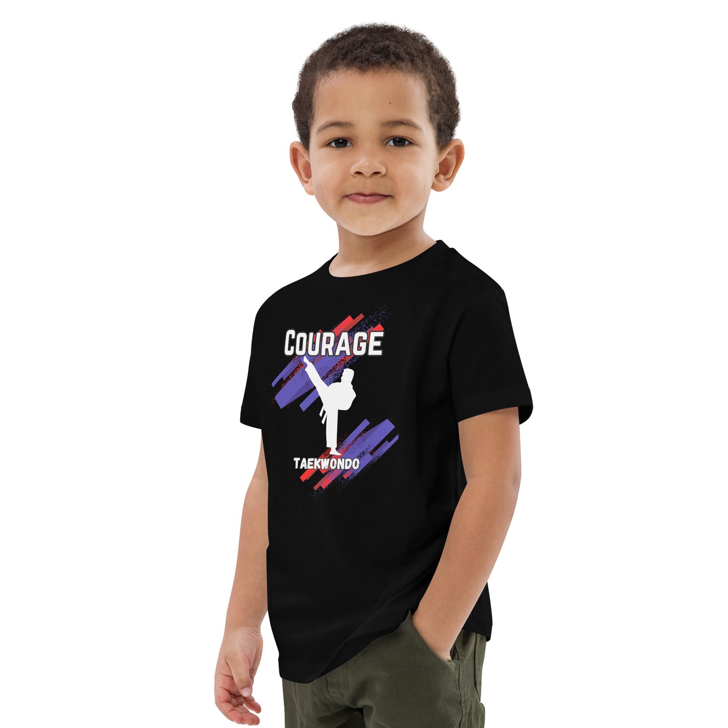 Organic cotton kids Taekwondo Theme t-shirt : Courage