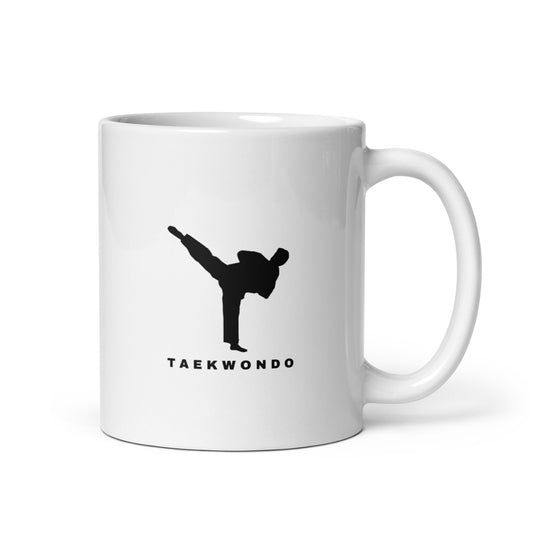 White glossy mug Taekwondo Theme : TAEKWONDO